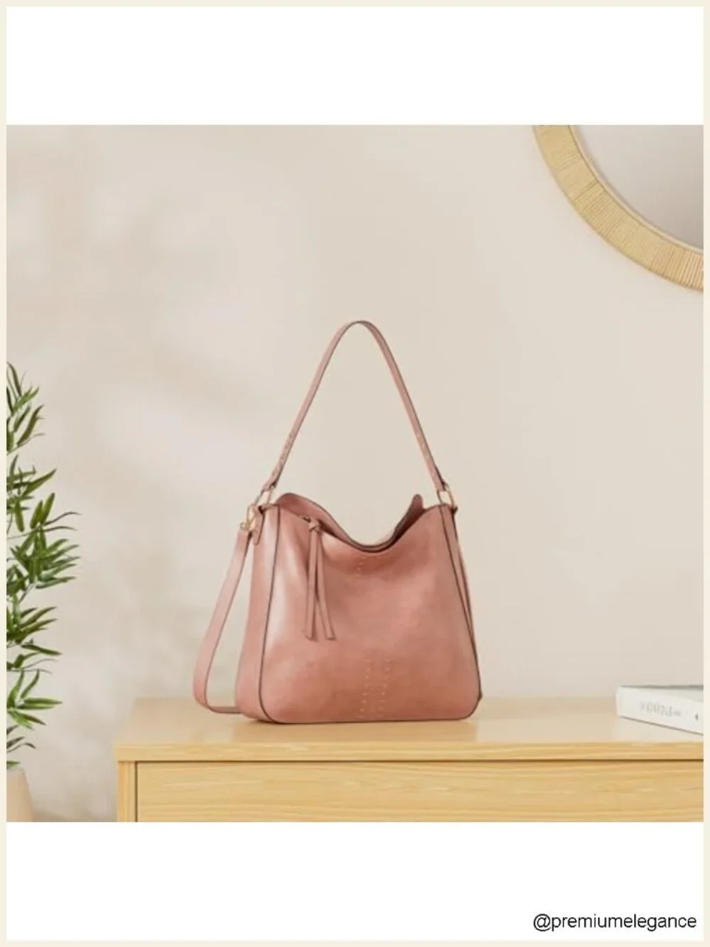 Faux Leather Hobo Bag Crossbody Purse with Detachable Strap Large Capacity